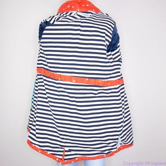 Boden women's 100% cotton hooded red parka with white polka dot, size 8 - Picture 11 of 16